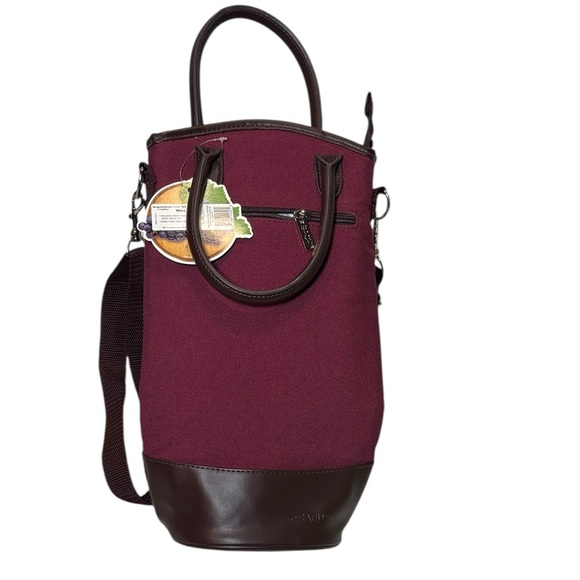SACHI Other - Sachi Insulated Wine or Beverage Tote Burgundy with Brown Accents NWT
